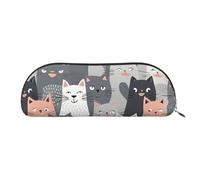LPSRTWE Leather Pencil Case Cute Funny Grey Cats Pattern Pen Bag with Zipper Makeup Pouch Small Pencil Bag for Work & Office, Gold, One Size