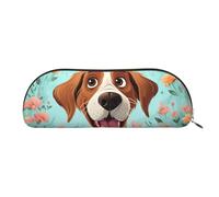 LPSRTWE Leather Pencil Case Funny dog Pen Bag with Zipper Makeup Pouch Small Pencil Bag for Work & Office, Gold, One Size