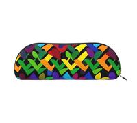 LPSRTWE Leather Pencil Case Gay Pride Rainbow Pen Bag with Zipper Makeup Pouch Small Pencil Bag for Work & Office, Gold, One size
