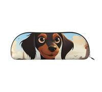 LPSRTWE Leather Pencil Case I Love My Dog Dachshunds Pen Bag with Zipper Makeup Pouch Small Pencil Bag for Work & Office, Gold, One Size