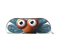LPSRTWE Leather Pencil Case Insect Wings Eyes Pen Bag with Zipper Makeup Pouch Small Pencil Bag for Work & Office, Silver, One size