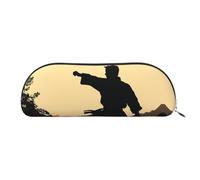LPSRTWE Leather Pencil Case Karate Pen Bag with Zipper Makeup Pouch Small Pencil Bag for Work & Office