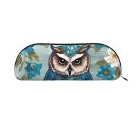 LPSRTWE Leather Pencil Case Owl Spring Flowers Turquoise Pen Bag with Zipper Makeup Pouch Small Pencil Bag for Work & Office, Gold, One Size