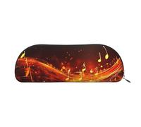 LPSRTWE Leather Pencil Case Red Flame Music Note Pen Bag with Zipper Makeup Pouch Small Pencil Bag for Work & Office, Silver, One size