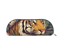 LPSRTWE Leather Pencil Case Tropical tiger Pen Bag with Zipper Makeup Pouch Small Pencil Bag for Work & Office