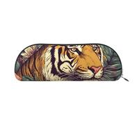 LPSRTWE Leather Pencil Case Tropical tiger Pen Bag with Zipper Makeup Pouch Small Pencil Bag for Work & Office