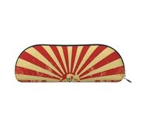 LPSRTWE Leather Pencil Case Vintage circus background Pen Bag with Zipper Makeup Pouch Small Pencil Bag for Work & Office, Gold, One Size