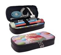 LPSRTWE Many colored ice cream Pencil Case Large Capacity Pen Pouch Leather Zipper Pencil Box Holder Portable Pen Bag for Women Men