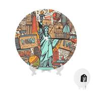 LPSRTWE New York American Theme Wall Clock 10 Inch Non-Ticking Silent Analog Wall Clock Battery Operated Clock Round Decorative Clocks for Office, Home, Bathroom, Kitchen, Bedroom, Living Room
