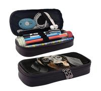 LPSRTWE Pad Dachshund Pencil Case Large Capacity Pen Pouch Leather Zipper Pencil Box Holder Portable Pen Bag for Women Men