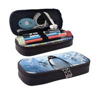 LPSRTWE Penguin Antarctica Ice Pencil Case Large Capacity Pen Pouch Leather Zipper Pencil Box Holder Portable Pen Bag for Women Men