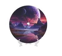 LPSRTWE Purple Sky Planet Wall Clock 10 Inch Non-Ticking Silent Analog Wall Clock Battery Operated Clock Round Decorative Clocks for Office, Home, Bathroom, Kitchen, Bedroom, Living Room