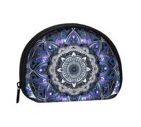 LPSRTWE Rectangle Mandala Mini Coin Purse Pouch Change Holder, Shell Shape Zip Around Wallet,Credit Card Holder for Women