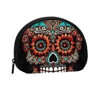LPSRTWE Sunflower Print Mini Coin Purse Pouch Change Holder, Shell Shape Zip Around Wallet,Credit Card Holder for Women, Sugar Skulls Day of the Dead, One Size, Classic
