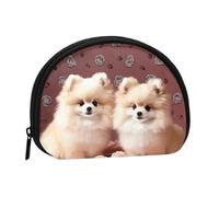 LPSRTWE Sunflower Print Mini Coin Purse Pouch Change Holder, Shell Shape Zip Around Wallet,Credit Card Holder for Women, Pomeranians Puppies and Point, One Size, Classic