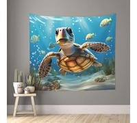 LPSRTWE Tapestry Cartoon Sea Turtle Wall Hanging Banner Boho Wall Tapestry for Bedroom Vintage Tapestries Aesthetic Wall Decor Art Poster Bedspread Funny Backdrop for Living Room Dorm 60''x51''