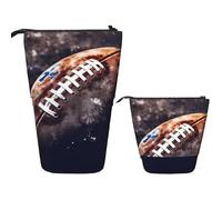 LPSRTWE Telescopic Pencil Bag American Football Pen Holder Standing Pencil Case Cute Stand Up Pen Holder Organizer Pop Up Cosmetics Bag with Zipper Portable Pencil Pouch for Office