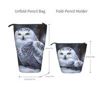 LPSRTWE Telescopic Pencil Bag Arctic Owl Pen Holder Standing Pencil Case Cute Stand Up Pen Holder Organizer Pop Up Cosmetics Bag with Zipper Portable Pencil Pouch for Office