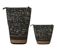 LPSRTWE Telescopic Pencil Bag Blackboard wallpaper Pen Holder Standing Pencil Case Cute Stand Up Pen Holder Organizer Pop Up Cosmetics Bag with Zipper Portable Pencil Pouch for Office