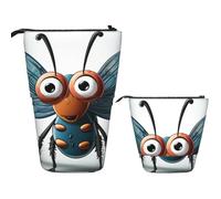 LPSRTWE Telescopic Pencil Bag Insect Wings Eyes Pen Holder Standing Pencil Case Cute Stand Up Pen Holder Organizer Pop Up Cosmetics Bag with Zipper Portable Pencil Pouch for Office