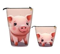 LPSRTWE Telescopic Pencil Bag Smilings Pen Holder Standing Pencil Case Cute Stand Up Pen Holder Organizer Pop Up Cosmetics Bag with Zipper Portable Pencil Pouch for Office