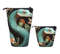 LPSRTWE Telescopic Pencil Bag Snake And Flower Pen Holder Standing Pencil Case Cute Stand Up Pen Holder Organizer Pop Up Cosmetics Bag with Zipper Portable Pencil Pouch for Office