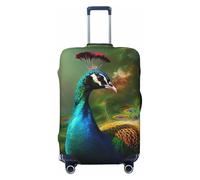 LPSRTWE Travel Luggage Cover Anti-Scratch Suitcase Cover Protector Elastic Thicken Luggage Protector Washable Baggage Covers Colorful Peacock Suitcase Sleeve Fit 18-32 Inch Luggage, Black, XL