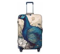 LPSRTWE Travel Luggage Cover Anti-Scratch Suitcase Cover Protector Elastic Thicken Luggage Protector Washable Baggage Covers Peacock Floral Suitcase Sleeve Fit 18-32 Inch Luggage, Black, L