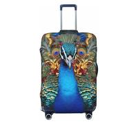 LPSRTWE Travel Luggage Cover Anti-Scratch Suitcase Cover Protector Elastic Thicken Luggage Protector Washable Baggage Covers Elegant Peacock Suitcase Sleeve Fit 18-32 Inch Luggage, Black, L
