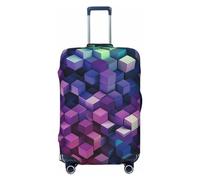 LPSRTWE Travel Luggage Cover Anti-Scratch Suitcase Cover Protector Elastic Thicken Luggage Protector Washable Baggage Covers Abstract Color Cubes Purple Suitcase Sleeve Fit 18-32 Inch Luggage, Black