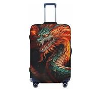 LPSRTWE Travel Luggage Cover Anti-Scratch Suitcase Cover Protector Elastic Thicken Luggage Protector Washable Baggage Covers Chinese Dragon Suitcase Sleeve Fit 18-32 Inch Luggage, Black, L