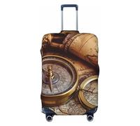 LPSRTWE Travel Luggage Cover Anti-Scratch Suitcase Cover Protector Elastic Thicken Luggage Protector Washable Baggage Covers Compass and Old World Map Suitcase Sleeve Fit 18-32 Inch Luggage, Black, S