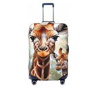 LPSRTWE Travel Luggage Cover Anti-Scratch Suitcase Cover Protector Elastic Thicken Luggage Protector Washable Baggage Covers Watercolor Deer Giraffe Suitcase Sleeve Fit 18-32 Inch Luggage, Black, XL