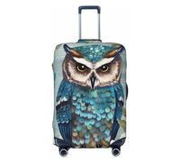 LPSRTWE Travel Luggage Cover Anti-Scratch Suitcase Cover Protector Elastic Thicken Luggage Protector Washable Baggage Covers Owl Spring Flowers Turquoise Suitcase Sleeve Fit 18-32 Inch Luggage, Black