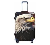 LPSRTWE Travel Luggage Cover Anti-Scratch Suitcase Cover Protector Elastic Thicken Luggage Protector Washable Baggage Covers USA Flag and eagle Suitcase Sleeve Fit 18-32 Inch Luggage, Black, XL