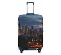 LPSRTWE Travel Luggage Cover Anti-Scratch Suitcase Cover Protector Elastic Thicken Luggage Protector Washable Baggage Covers City Seattle Suitcase Sleeve Fit 18-32 Inch Luggage, Black, XL