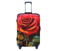 LPSRTWE Travel Luggage Cover Anti-Scratch Suitcase Cover Protector Elastic Thicken Luggage Protector Washable Baggage Covers Red Rose Art Suitcase Sleeve Fit 18-32 Inch Luggage, Black, XL