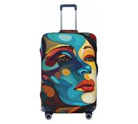 LPSRTWE Travel Luggage Cover Anti-Scratch Suitcase Cover Protector Elastic Thicken Luggage Protector Washable Baggage Covers Abstract Colored Woman Face Suitcase Sleeve Fit 18-32 Inch Luggage, Black