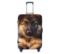 LPSRTWE Travel Luggage Cover Anti-Scratch Suitcase Cover Protector Elastic Thicken Luggage Protector Washable Baggage Covers German Shepherd Puppy Suitcase Sleeve Fit 18-32 Inch Luggage, Black, M