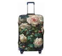 LPSRTWE Travel Luggage Cover Anti-Scratch Suitcase Cover Protector Elastic Thicken Luggage Protector Washable Baggage Covers Roses Print Suitcase Sleeve Fit 18-32 Inch Luggage, Black, L