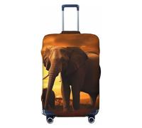LPSRTWE Travel Luggage Cover Anti-Scratch Suitcase Cover Protector Elastic Thicken Luggage Protector Washable Baggage Covers Sunset Parent-Child Elephant Suitcase Sleeve Fit 18-32 Inch Luggage, Black