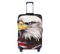 LPSRTWE Travel Luggage Cover Anti-Scratch Suitcase Cover Protector Elastic Thicken Luggage Protector Washable Baggage Covers America US Flag Bald Eagle Suitcase Sleeve Fit 18-32 Inch Luggage, Black, S