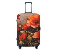 LPSRTWE Travel Luggage Cover Anti-Scratch Suitcase Cover Protector Elastic Thicken Luggage Protector Washable Baggage Covers Oil painting red flower Suitcase Sleeve Fit 18-32 Inch Luggage, Black, S