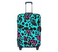 LPSRTWE Travel Luggage Cover Anti-Scratch Suitcase Cover Protector Elastic Thicken Luggage Protector Washable Baggage Covers Cute Turquoise Leopard Suitcase Sleeve Fit 18-32 Inch Luggage, Black, L