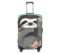 LPSRTWE Travel Luggage Cover Anti-Scratch Suitcase Cover Protector Elastic Thicken Luggage Protector Washable Baggage Covers Animal Sloth Mint Green Suitcase Sleeve Fit 18-32 Inch Luggage, Black, XL