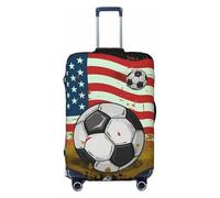 LPSRTWE Travel Luggage Cover Anti-Scratch Suitcase Cover Protector Elastic Thicken Luggage Protector Washable Baggage Covers Soccer USA American Flag Suitcase Sleeve Fit 18-32 Inch Luggage, Black, M