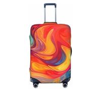 LPSRTWE Travel Luggage Cover Anti-Scratch Suitcase Cover Protector Elastic Thicken Luggage Protector Washable Baggage Covers Artistic Effect Colorful Suitcase Sleeve Fit 18-32 Inch Luggage, Black, L