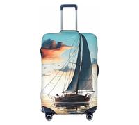LPSRTWE Travel Luggage Cover Anti-Scratch Suitcase Cover Protector Elastic Thicken Luggage Protector Washable Baggage Covers Blue Sailboat Suitcase Sleeve Fit 18-32 Inch Luggage, Black, L