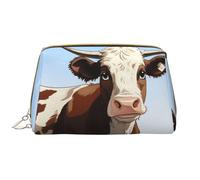 LPSRTWE Travel Makeup Bag for Women Large Capacity Cosmetic Bags PU Leather Waterproof Toiletry Bag Animal cow Makeup Pouch Portable Wide Open Make Up Organizer with Zipper, White, One Size