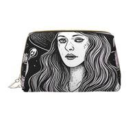 LPSRTWE Travel Makeup Bag for Women Large Capacity Cosmetic Bags PU Leather Waterproof Toiletry Bag Magic Witch Witchcraft Bohemian Makeup Pouch Portable Wide Open Make Up Organizer with Zipper,